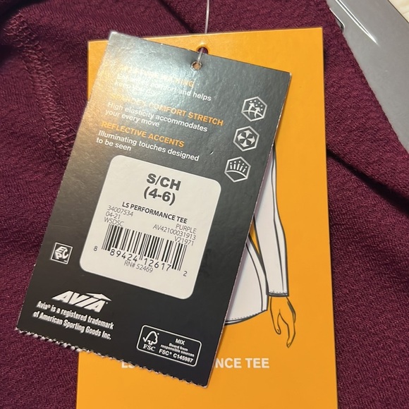 Women's Crop Long Sleeves Workout Tops Sports Shirts Avía LS Performance Tee - Picture 11 of 12